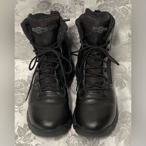 Black Interceptor tactical boots, full-grain leather and durable fabric. Sz. 7.5
